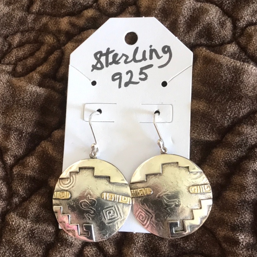 Sterling Silver and Gold Geometric Earrings